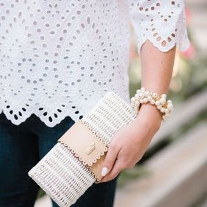 Vineyard Vines White Wicker Clutch